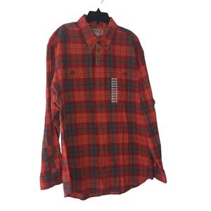 Duluth Trading Co Free Swinging Flannel Plaid Button Down Shirt Size Large